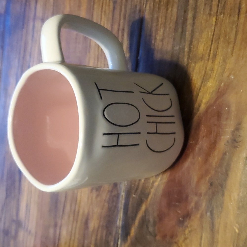Rae Dunn Hot Chick Pink Interior Coffee Mug NWOT